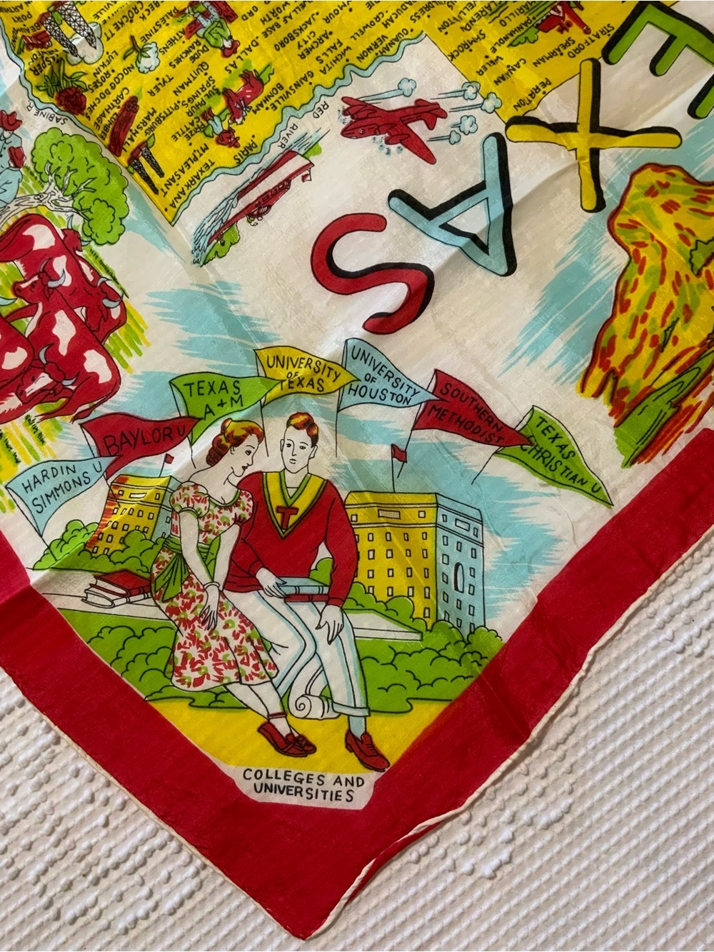 Vintage Texas scarf 1950’s beautiful detail All major tourist sights. - Picture 13 of 15